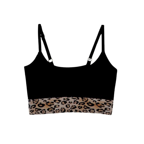 NWT PQ Swim by PilyQ Girls Leopard & Black Bikini Top Sz. 16 - Picture 1 of 1